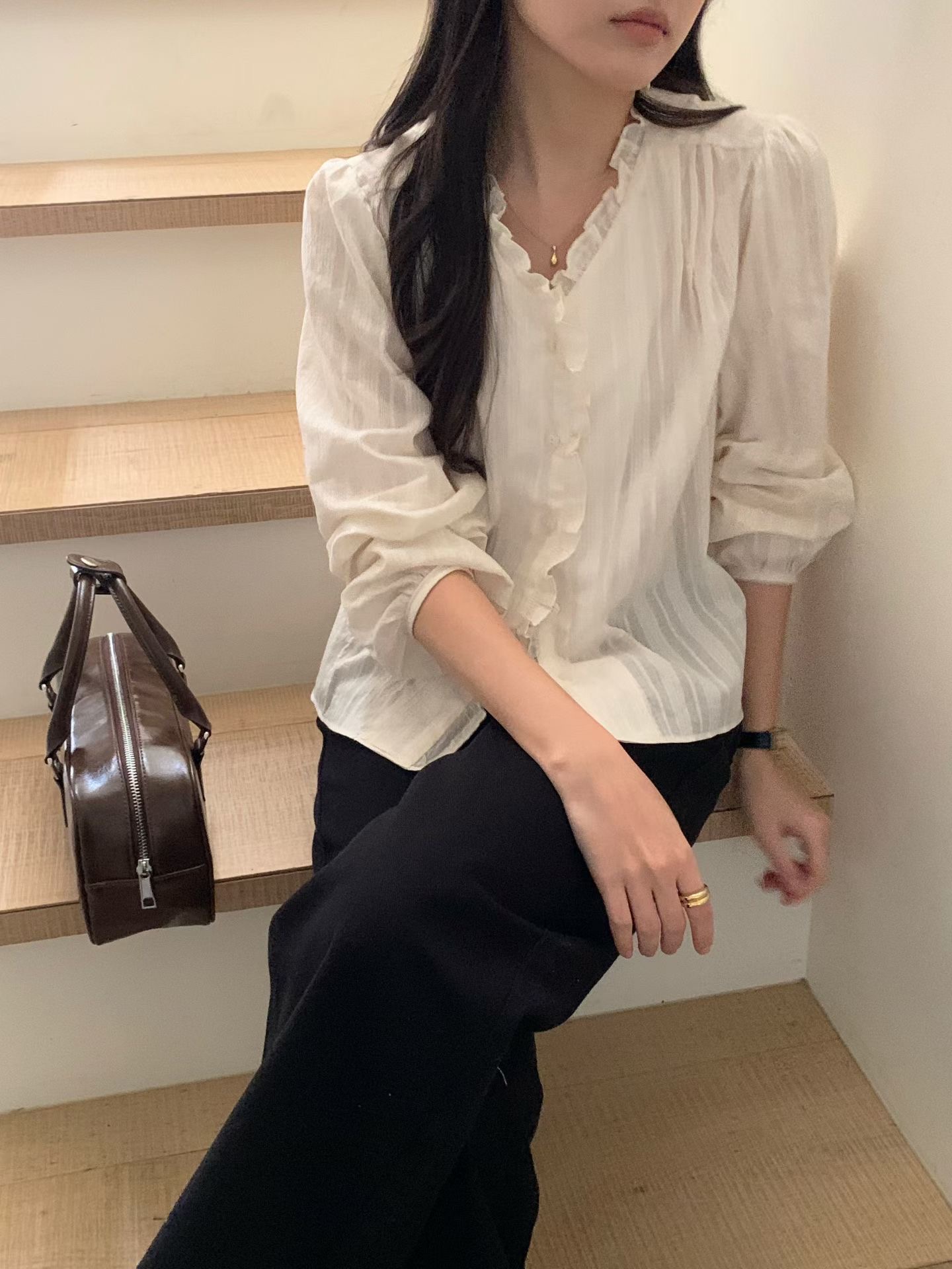 AND韓國直郵女士新品熱賣26春夏職業人氣時尚推薦襯衫蕾絲衫AND襯衫/蕾絲衫