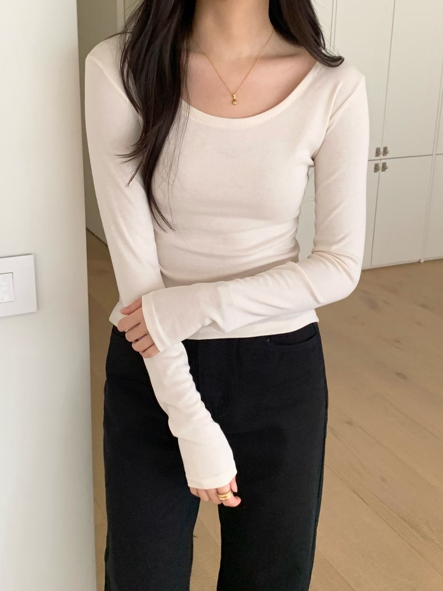 AND韓國代購女裝新品熱賣休閑推薦時尚人氣職業26春夏長袖T恤AND長袖T恤圖色2