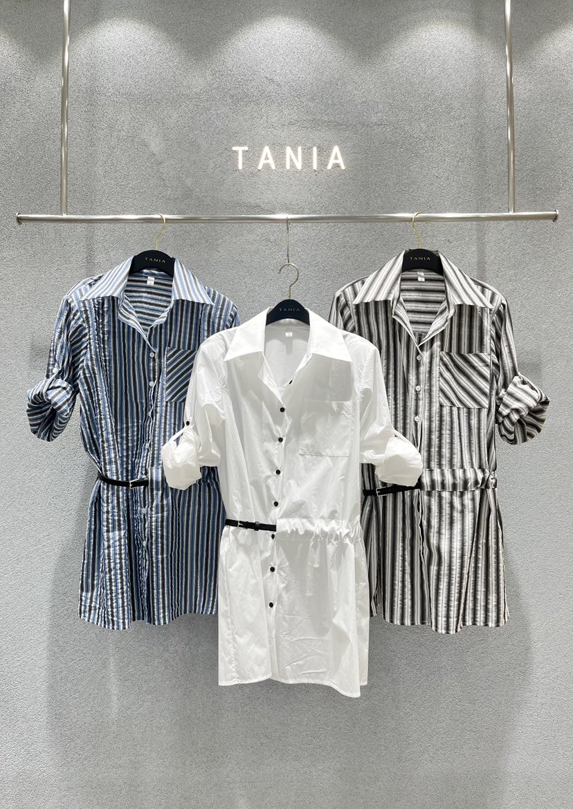 TANIA東大門直郵女裝新款人氣休閑熱賣襯衫蕾絲衫含腰帶套裝TANIA襯衫/蕾絲衫