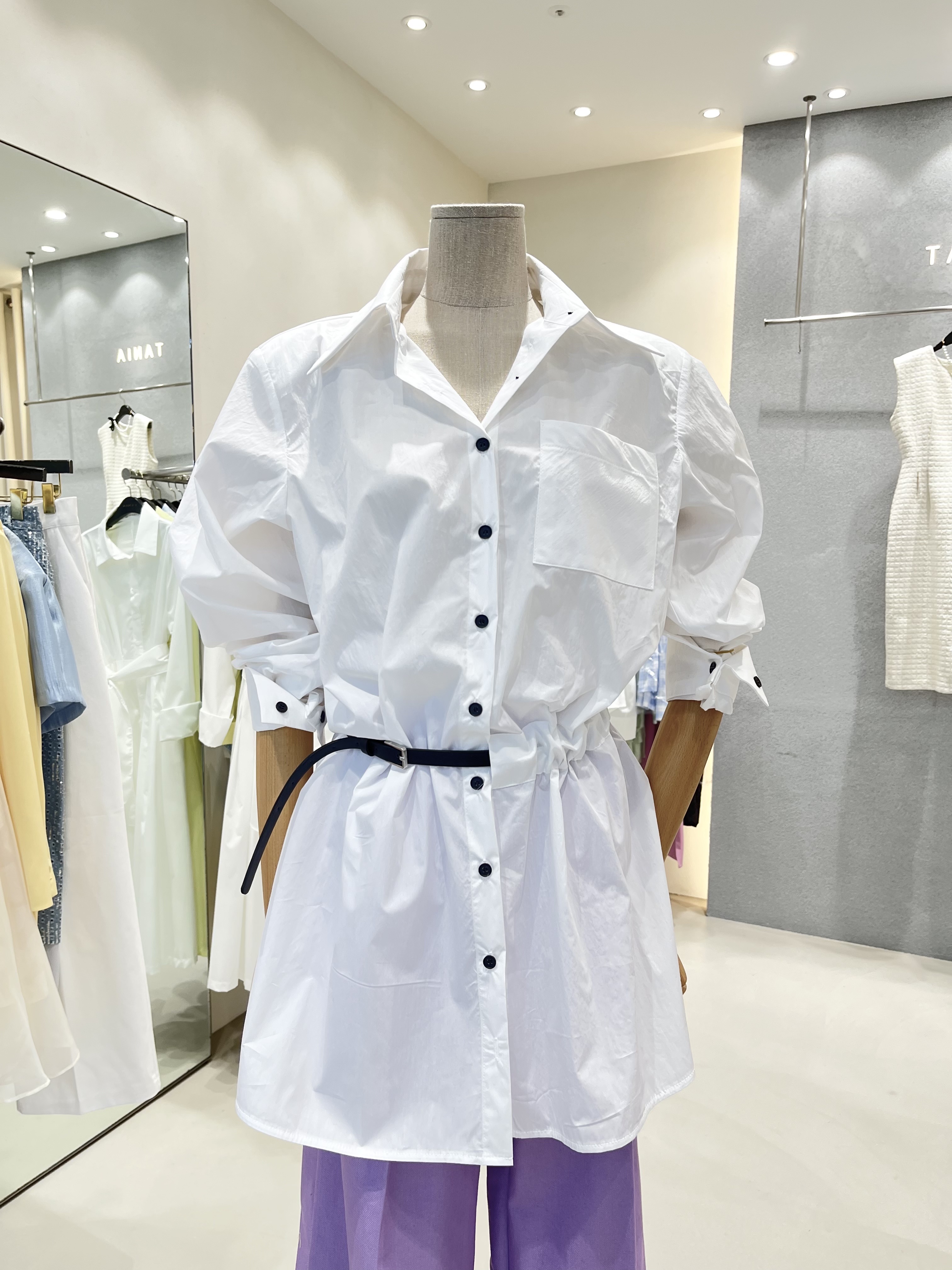 TANIA東大門直郵女裝新款人氣休閑熱賣襯衫蕾絲衫含腰帶套裝TANIA襯衫/蕾絲衫