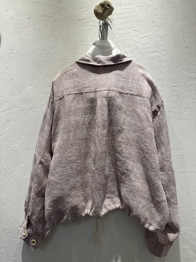 AT NOTE韓國東大門代購女裝新款職業推薦夾克拉鏈格紋亞麻AT NOTE夾克