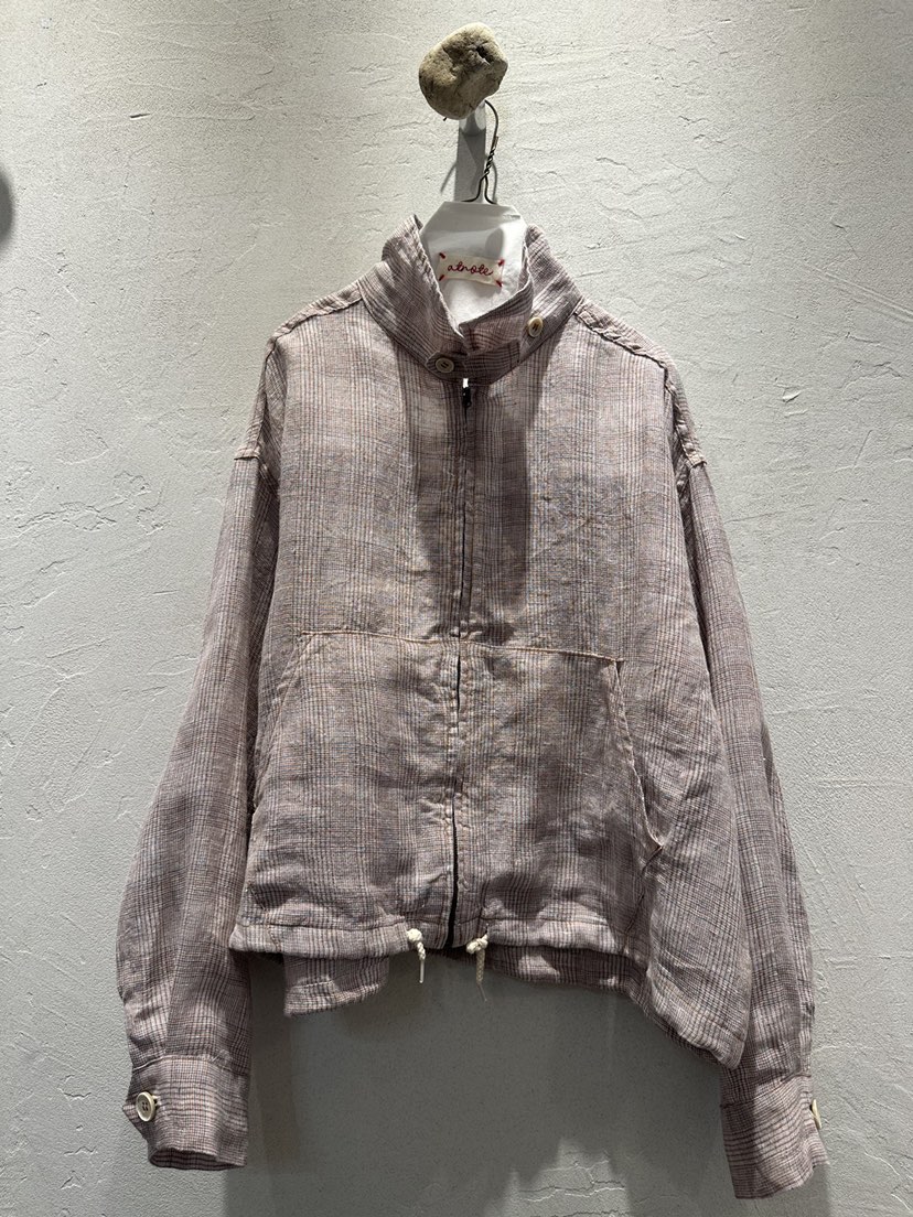 AT NOTE韓國東大門代購女裝新款職業推薦夾克拉鏈格紋亞麻AT NOTE夾克圖色1