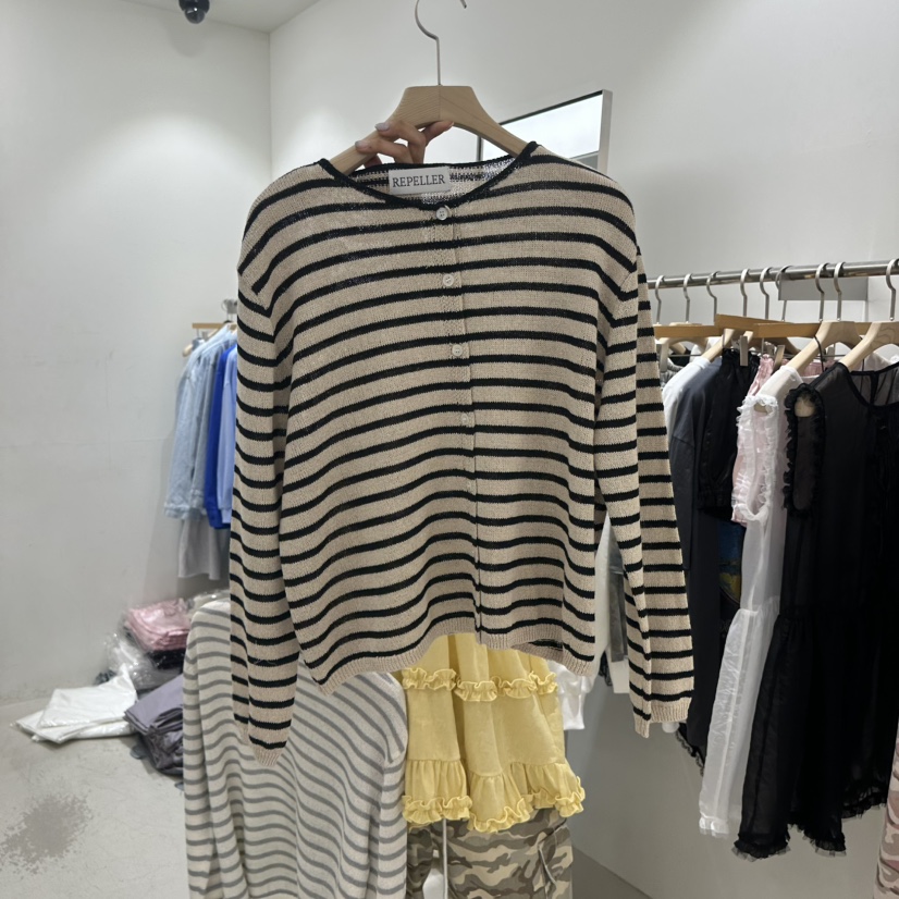 REPELLER韓國直郵實拍女裝新品熱賣時尚推薦針織衫開衫條紋REPELLER針織衫圖色2