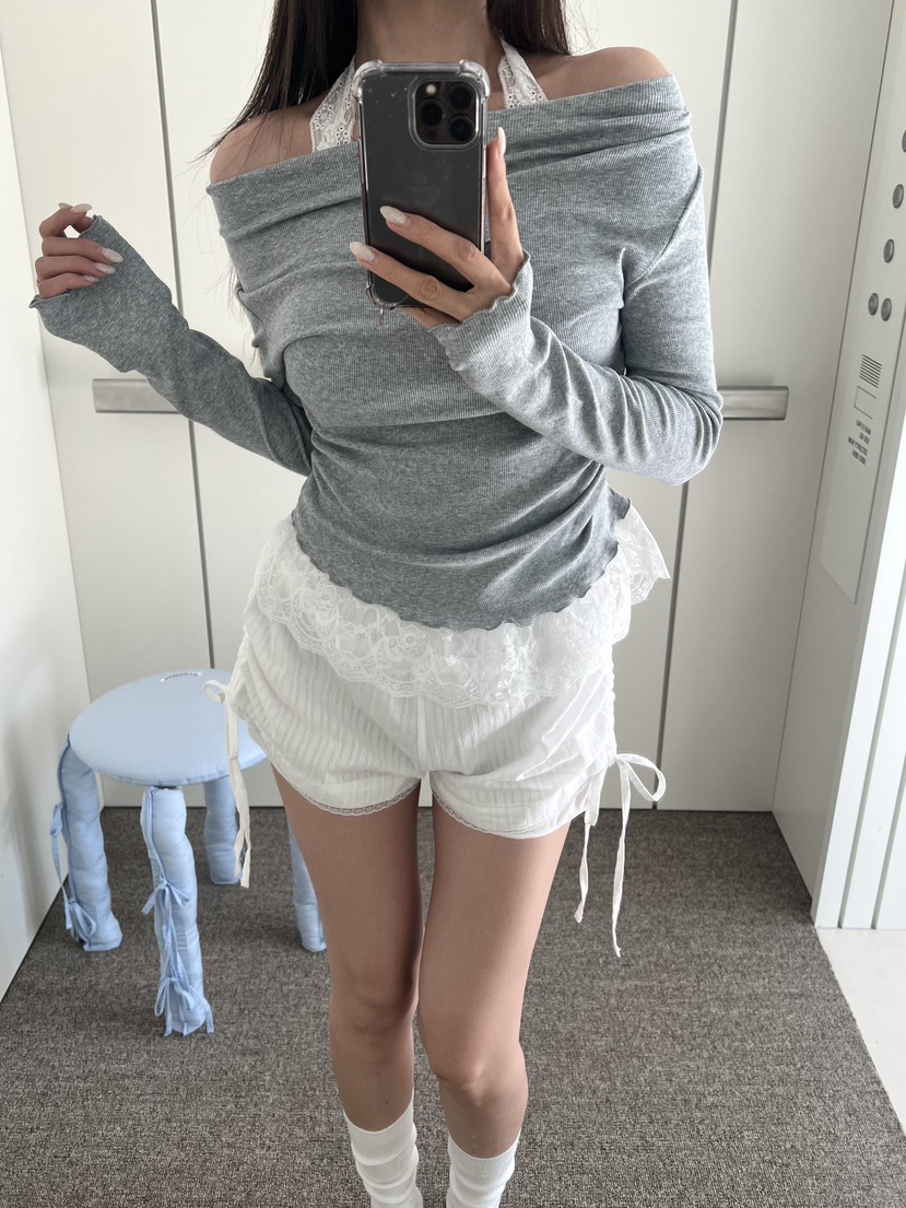 LIGHT AND SALT韓國東大門直郵女士新品時尚短褲喇叭形LIGHT AND SALT短褲