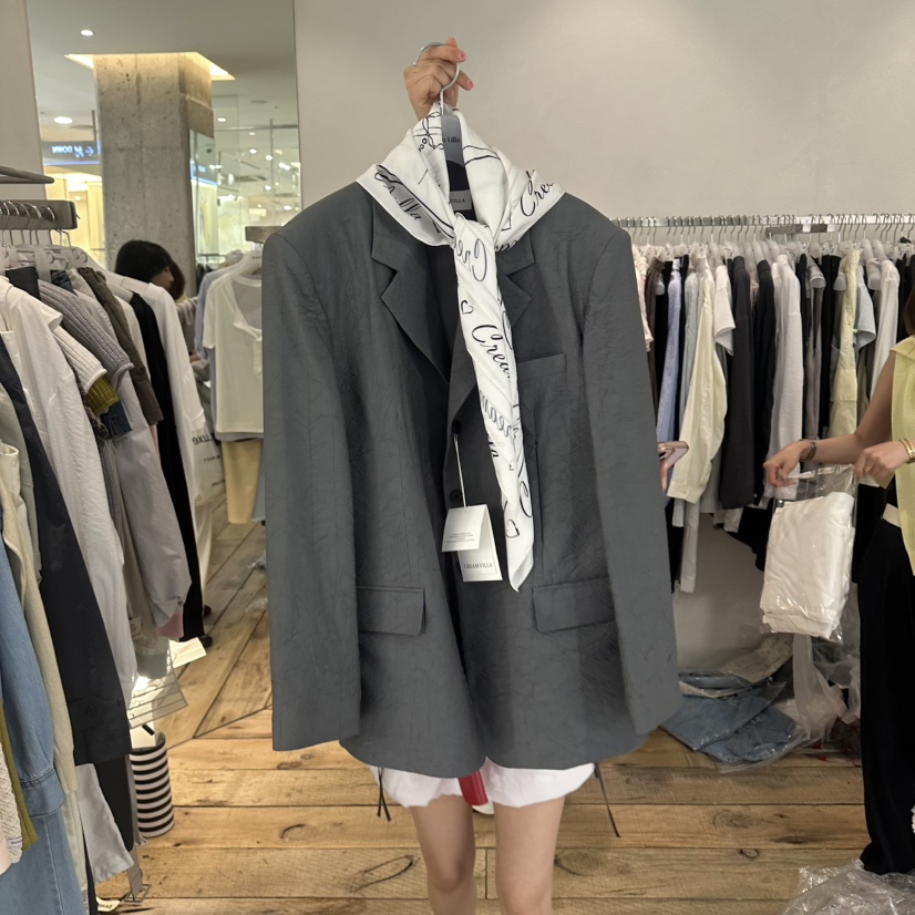 CREAM VILLA韓國代購女士新品26春夏夾克不含絲巾復古CREAMVILLA夾克圖色2