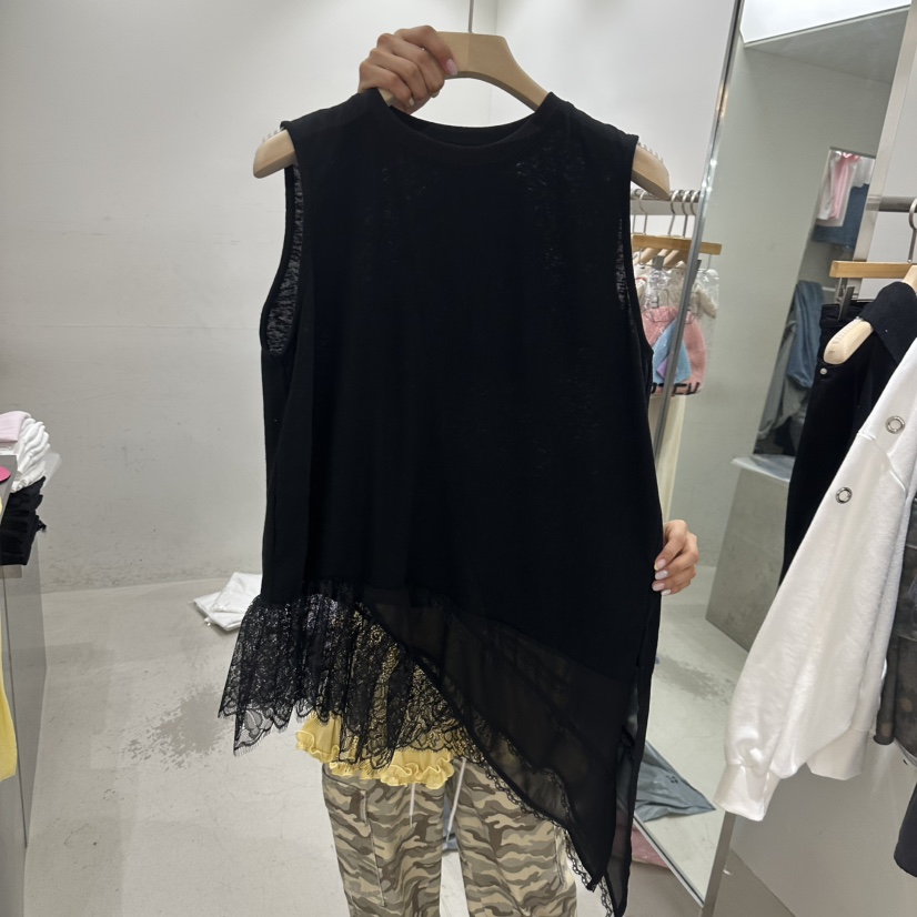 REPELLER韓國代購女士新品時尚熱賣休閑連衣裙不對稱蕾絲REPELLER連衣裙圖色1