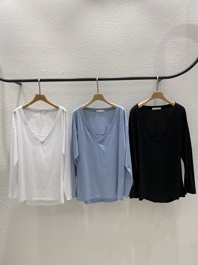 LUCY SALON韓國東大門代購女裝新品26春夏人氣長袖T恤V領LUCY SALON長袖T恤