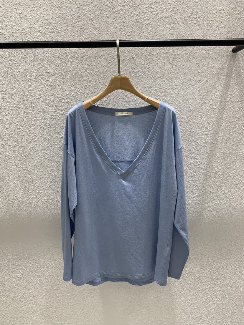 LUCY SALON韓國東大門代購女裝新品26春夏人氣長袖T恤V領LUCY SALON長袖T恤圖色2