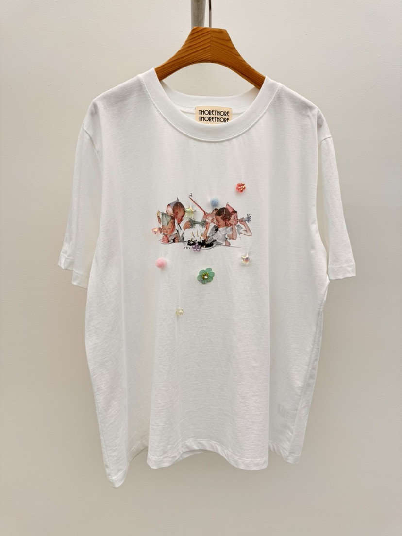 THORE韓國直郵女士新款26春夏休閑推薦人氣時尚熱賣職業T恤THORET恤圖色1