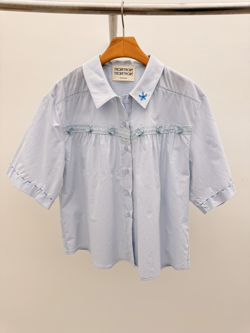 THORE韓國代購女士新品休閑推薦時尚熱賣職業人氣襯衫蕾絲衫THORE襯衫/蕾絲衫圖色1