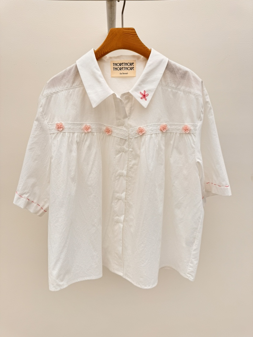 THORE韓國代購女士新品休閑推薦時尚熱賣職業人氣襯衫蕾絲衫THORE襯衫/蕾絲衫圖色2