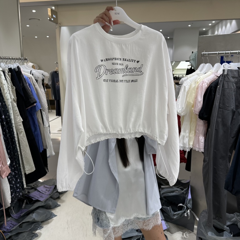 BENE韓國代購女士新品休閑熱賣人氣推薦時尚26春夏長袖T恤亞麻BENE長袖T恤圖色4