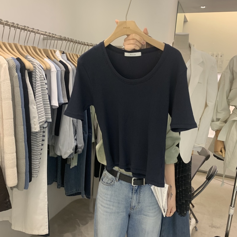 PHILO韓國東大門直郵女士新款職業人氣休閑時尚26春夏T恤PHILOT恤圖色3