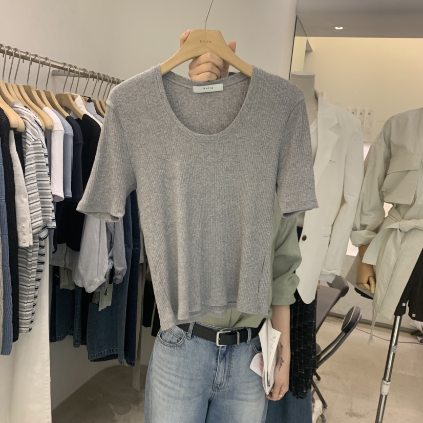 PHILO韓國東大門直郵女士新款職業人氣休閑時尚26春夏T恤PHILOT恤圖色4