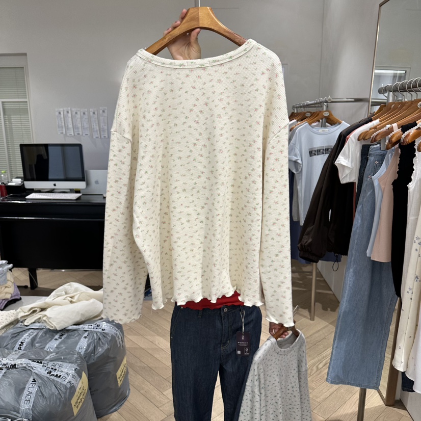 BRUSH-P/MULETTE韓國直郵實拍女士新品職業長袖T恤花朵BRUSH-P/MULETTE長袖T恤