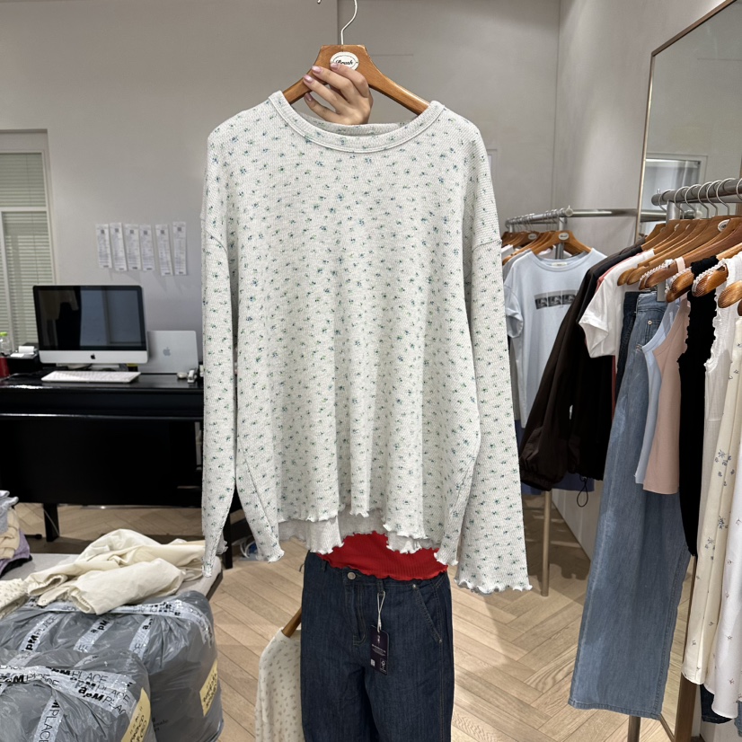 BRUSH-P/MULETTE韓國直郵實拍女士新品職業長袖T恤花朵BRUSH-P/MULETTE長袖T恤圖色1