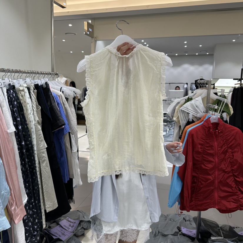 BENE韓國直郵女士新款時尚熱賣職業人氣26春夏襯衫蕾絲衫褶皺BENE襯衫/蕾絲衫