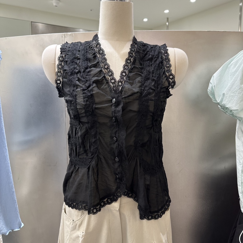 BENE韓國直郵女士新款時尚熱賣職業人氣26春夏襯衫蕾絲衫褶皺BENE襯衫/蕾絲衫圖色2