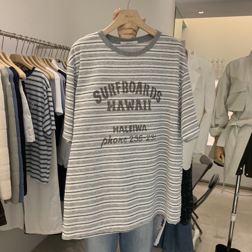 PHILO韓國東大門直郵女士新品休閑26春夏時尚人氣推薦T恤PHILOT恤圖色1