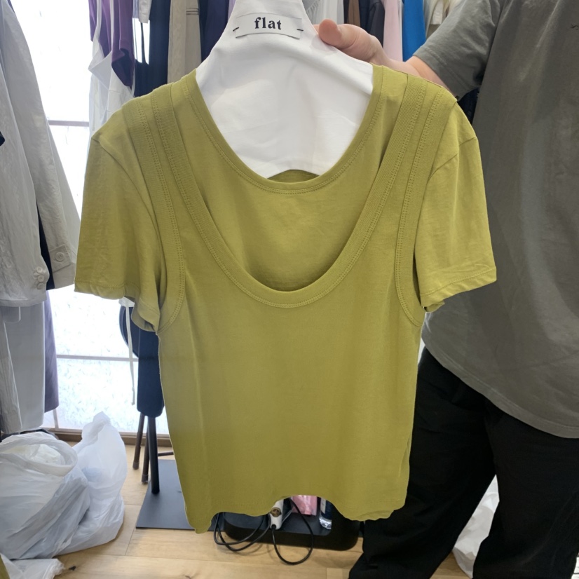 FLAT韓國代購女士新品休閑推薦人氣時尚熱賣26春夏T恤假兩件FLATT恤圖色1