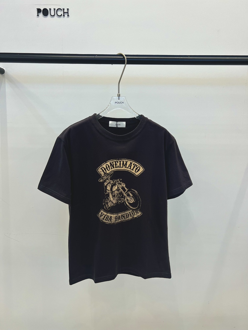 POUCH韓國代購女士新款熱賣職業26春夏推薦休閑人氣時尚T恤POUCHT恤圖色1墨