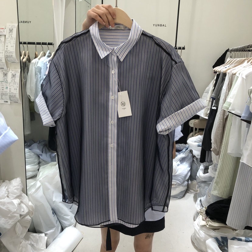 YUNBAL韓國直郵實拍女裝新品熱賣推薦職業襯衫蕾絲衫歐根紗YUNBAL襯衫/蕾絲衫圖色3