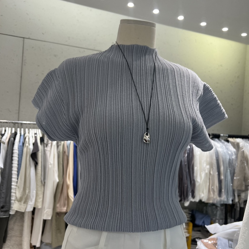 BRONZE韓國東大門直郵女士新品26春夏休閑T恤不含項鏈褶皺BRONZET恤圖色1