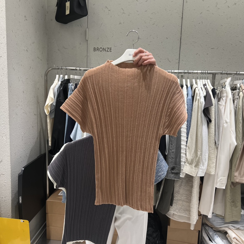 BRONZE韓國東大門直郵女士新品26春夏休閑T恤不含項鏈褶皺BRONZET恤圖色2