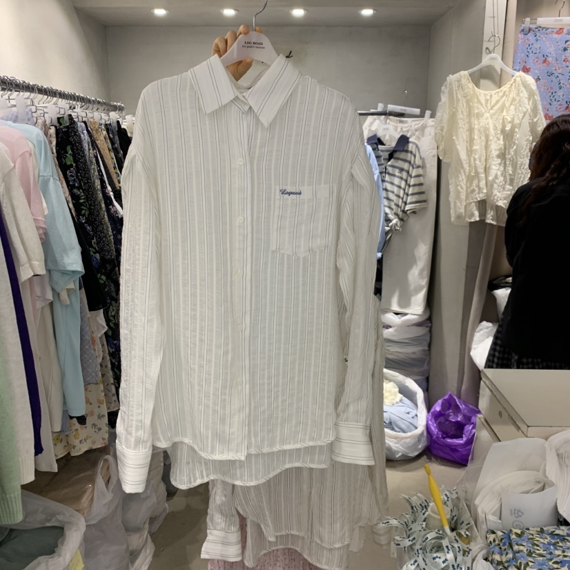 LOGROAD韓國東大門直郵女士新品職業休閑推薦時尚襯衫蕾絲衫LOG ROAD襯衫/蕾絲衫圖色1