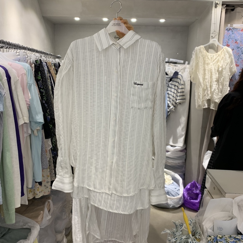 LOGROAD韓國東大門直郵女士新品職業休閑推薦時尚襯衫蕾絲衫LOG ROAD襯衫/蕾絲衫圖色2