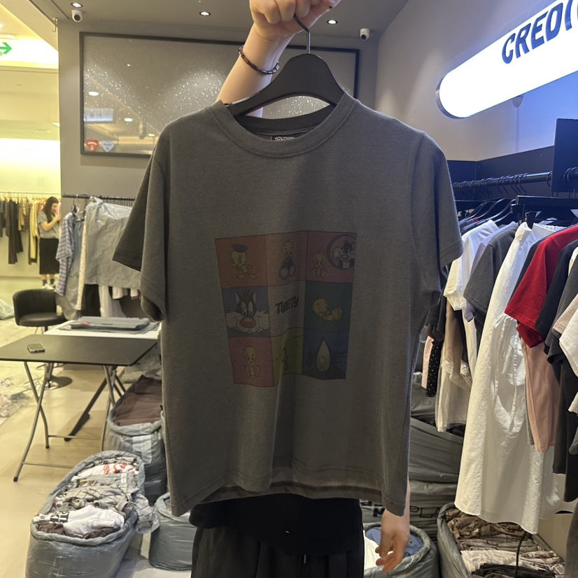 CREDITO韓國直郵女裝新款熱賣職業推薦休閑人氣時尚26春夏T恤CREDITOT恤圖色2