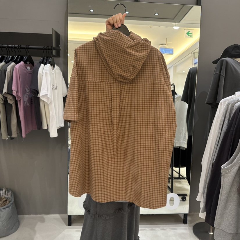 CREDITO韓國東大門代購女士新款推薦襯衫蕾絲衫連帽衫格子CREDITO襯衫/蕾絲衫