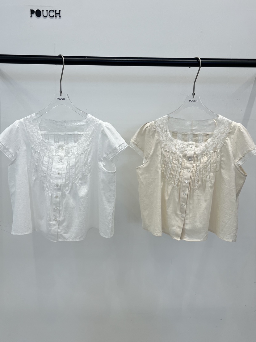 POUCH韓國代購女裝新品休閑職業時尚26春夏人氣襯衫蕾絲衫POUCH襯衫/蕾絲衫
