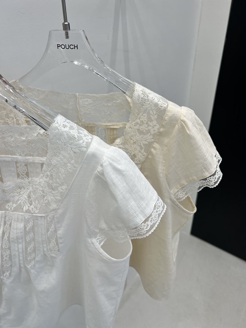 POUCH韓國代購女裝新品休閑職業時尚26春夏人氣襯衫蕾絲衫POUCH襯衫/蕾絲衫