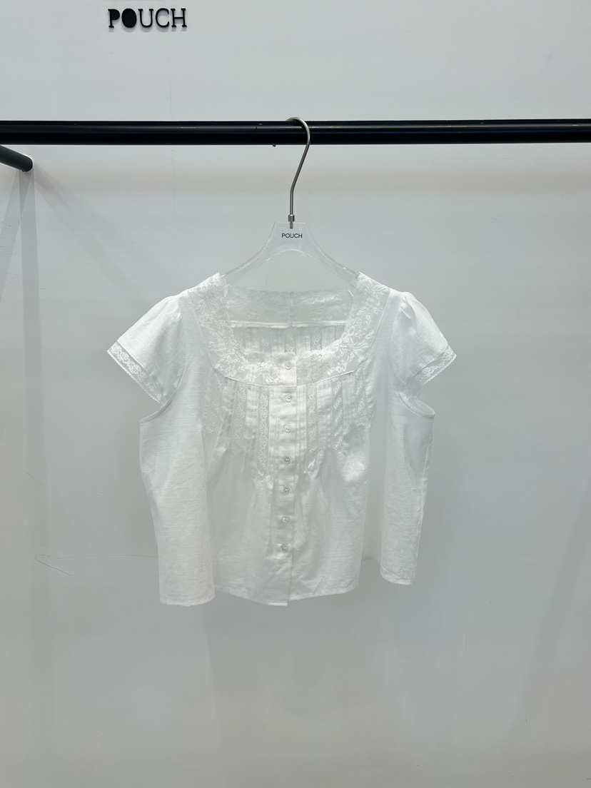 POUCH韓國代購女裝新品休閑職業時尚26春夏人氣襯衫蕾絲衫POUCH襯衫/蕾絲衫圖色1