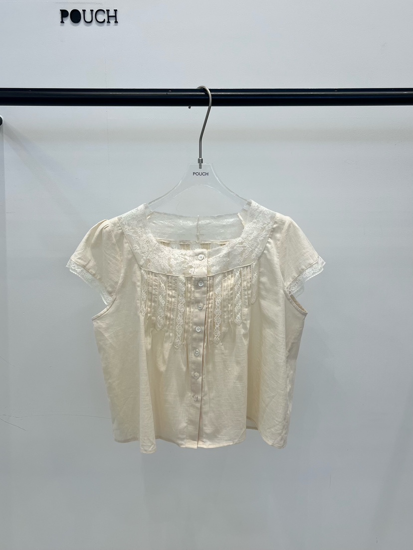 POUCH韓國代購女裝新品休閑職業時尚26春夏人氣襯衫蕾絲衫POUCH襯衫/蕾絲衫圖色2