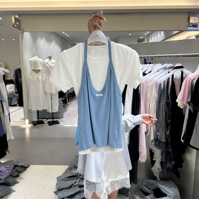 BENE韓國直郵實拍女裝新品職業熱賣推薦人氣休閑T恤假兩件BENET恤圖色1