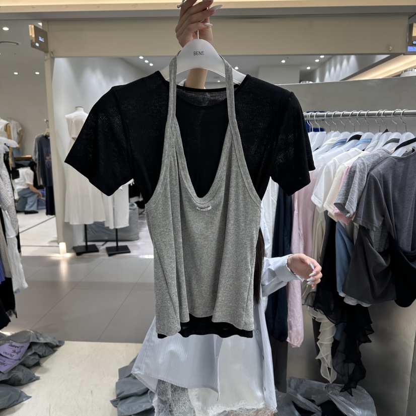 BENE韓國直郵實拍女裝新品職業熱賣推薦人氣休閑T恤假兩件BENET恤圖色6