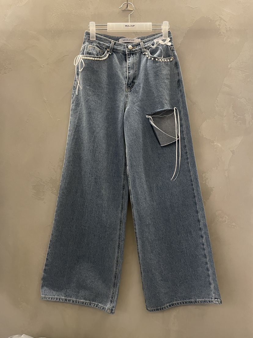 MULCUP韓國直郵實拍女士新品時尚26春夏推薦休閑人氣牛仔褲MULCUP牛仔褲圖色1
