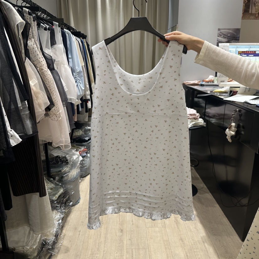 SOFTNESS韓國代購女士新品時尚休閑人氣職業連衣裙花朵褶裥Softness/Cosmic連衣裙