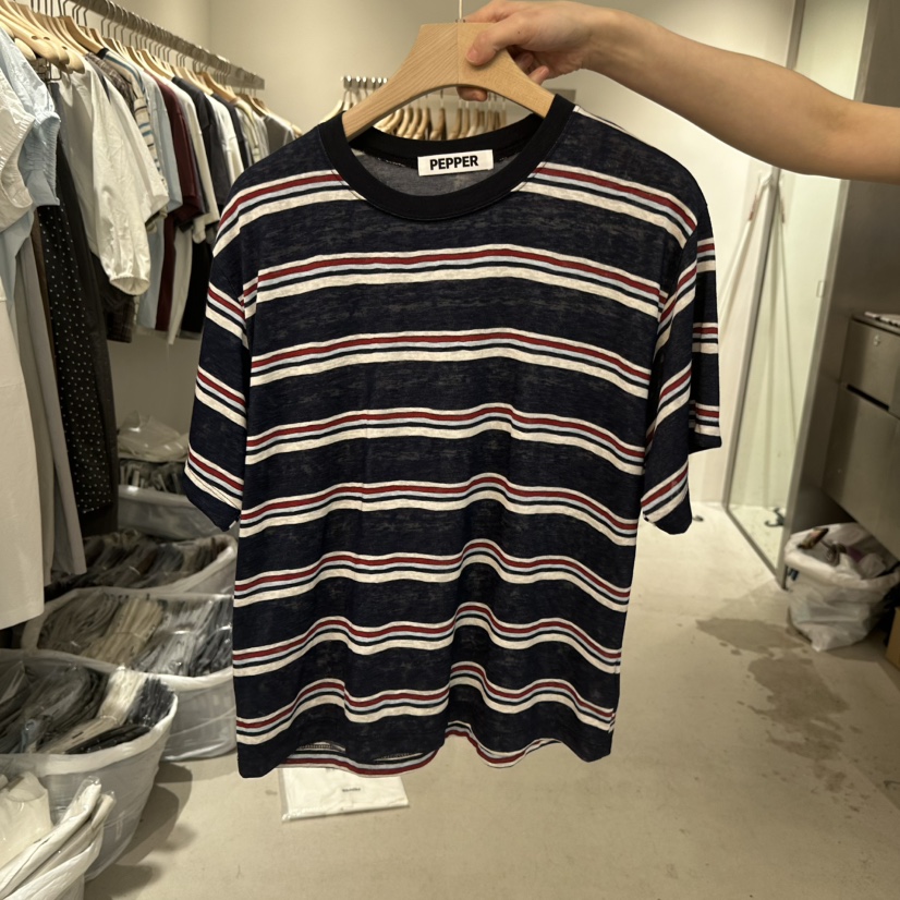 PEPPER-L韓國直郵女士新款推薦26春夏時尚休閑人氣T恤條紋PEPPERT恤圖色2