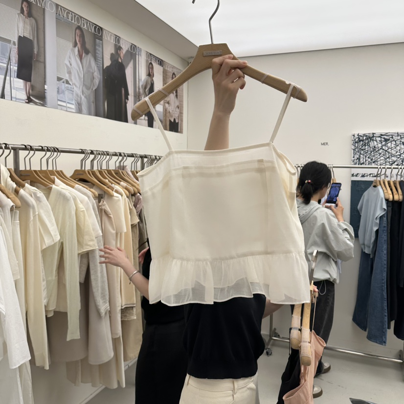 MER韓國代購女裝新品休閑人氣26春夏職業推薦吊帶背心透視MER/ANGELO BIANCO吊帶/背心圖色1