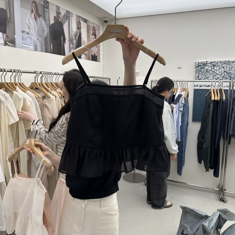 MER韓國代購女裝新品休閑人氣26春夏職業推薦吊帶背心透視MER/ANGELO BIANCO吊帶/背心圖色3