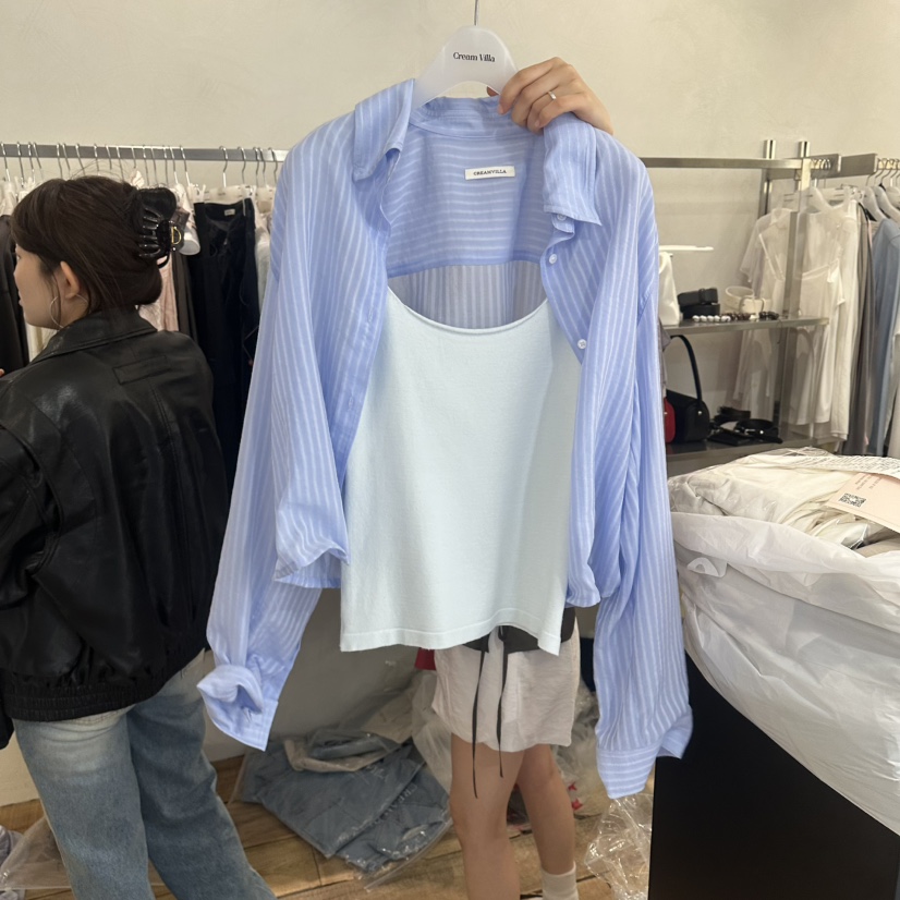 CREAM VILLA韓國直郵女裝新款時尚襯衫蕾絲衫不含內搭CREAMVILLA襯衫/蕾絲衫圖色2