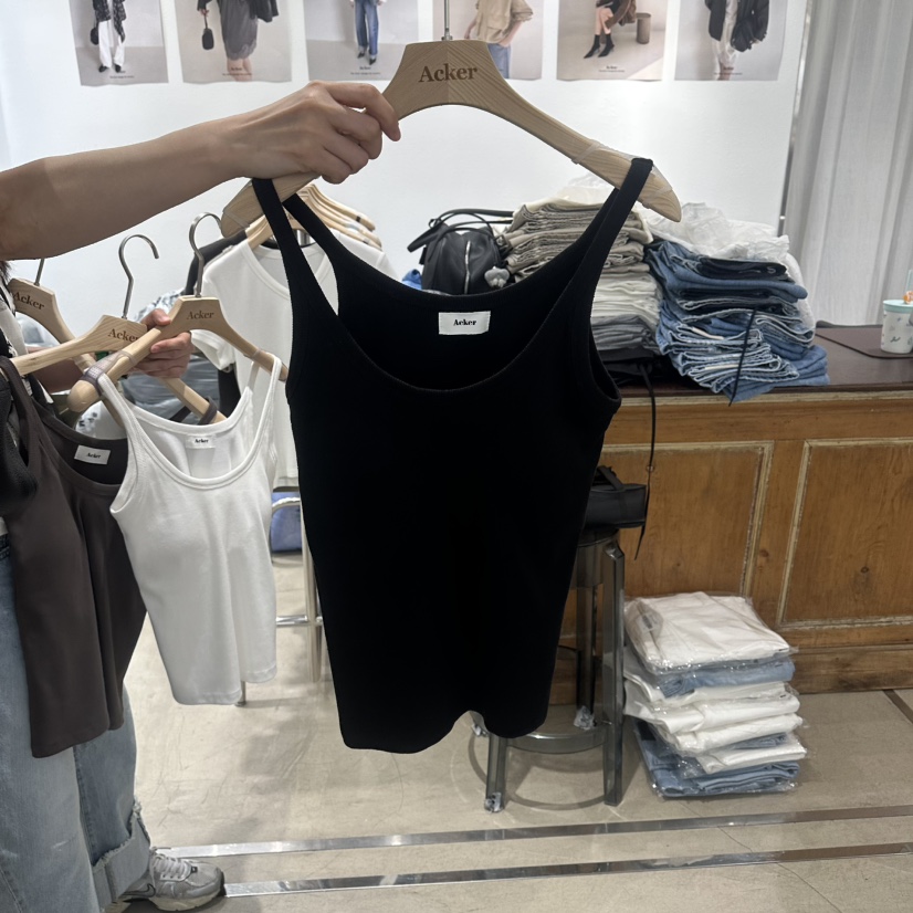 ACKER韓國直郵實拍女士新品人氣熱賣26春夏職業休閑吊帶背心ACKER吊帶/背心圖色4黑色