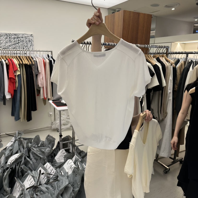 MER韓國直郵女士新品推薦熱賣時尚休閑26春夏職業針織衫V領MER/ANGELO BIANCO針織衫