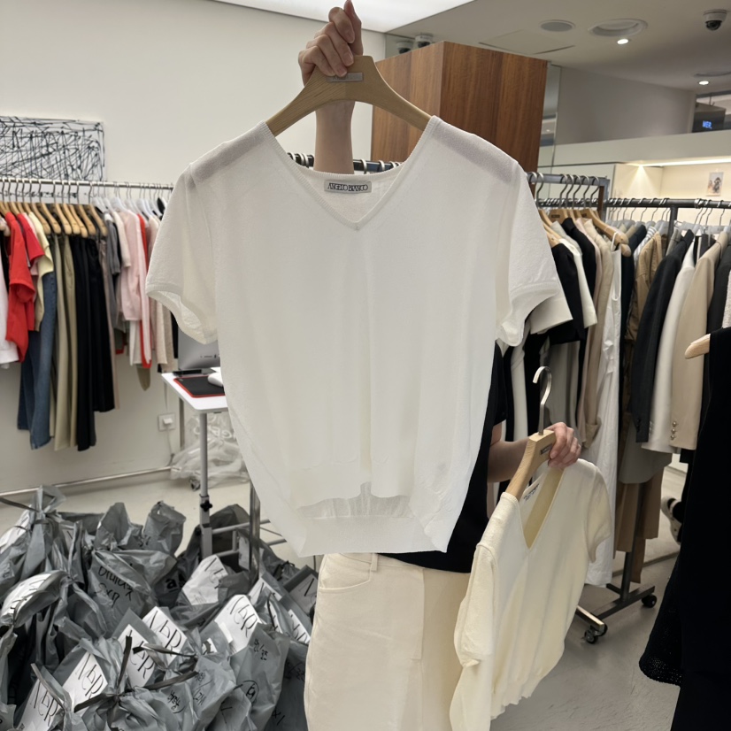 MER韓國直郵女士新品推薦熱賣時尚休閑26春夏職業針織衫V領MER/ANGELO BIANCO針織衫圖色2