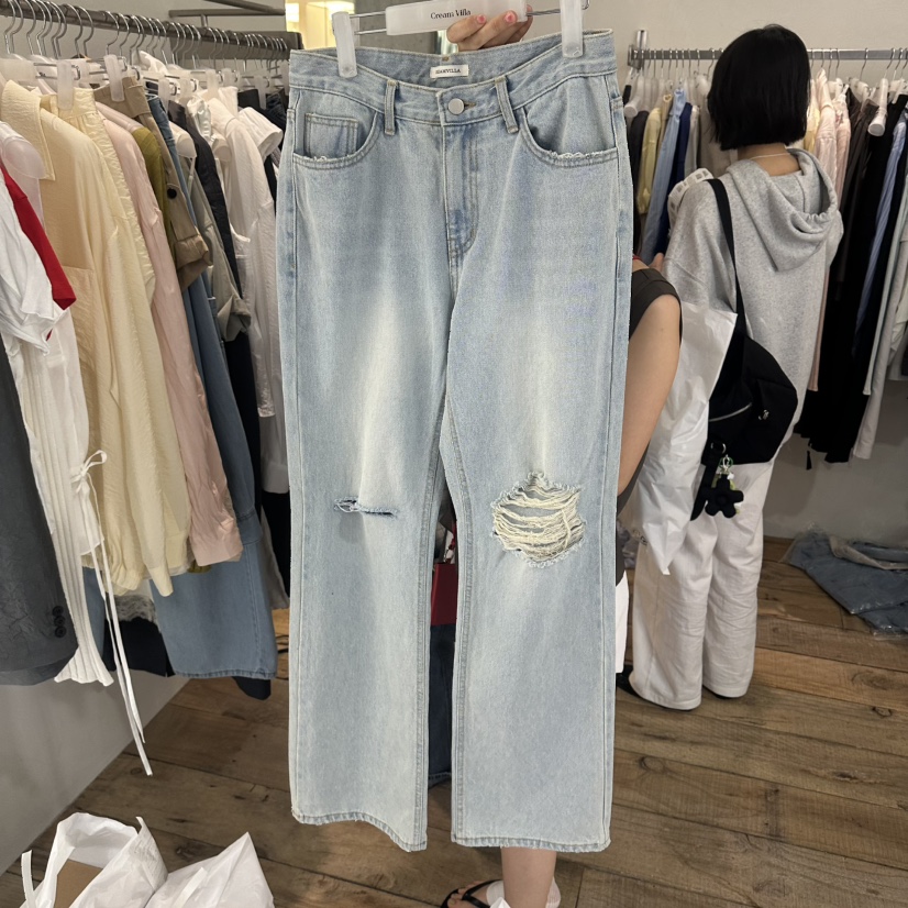 CREAM VILLA韓國代購女裝新款推薦牛仔褲復古CREAMVILLA牛仔褲圖色1