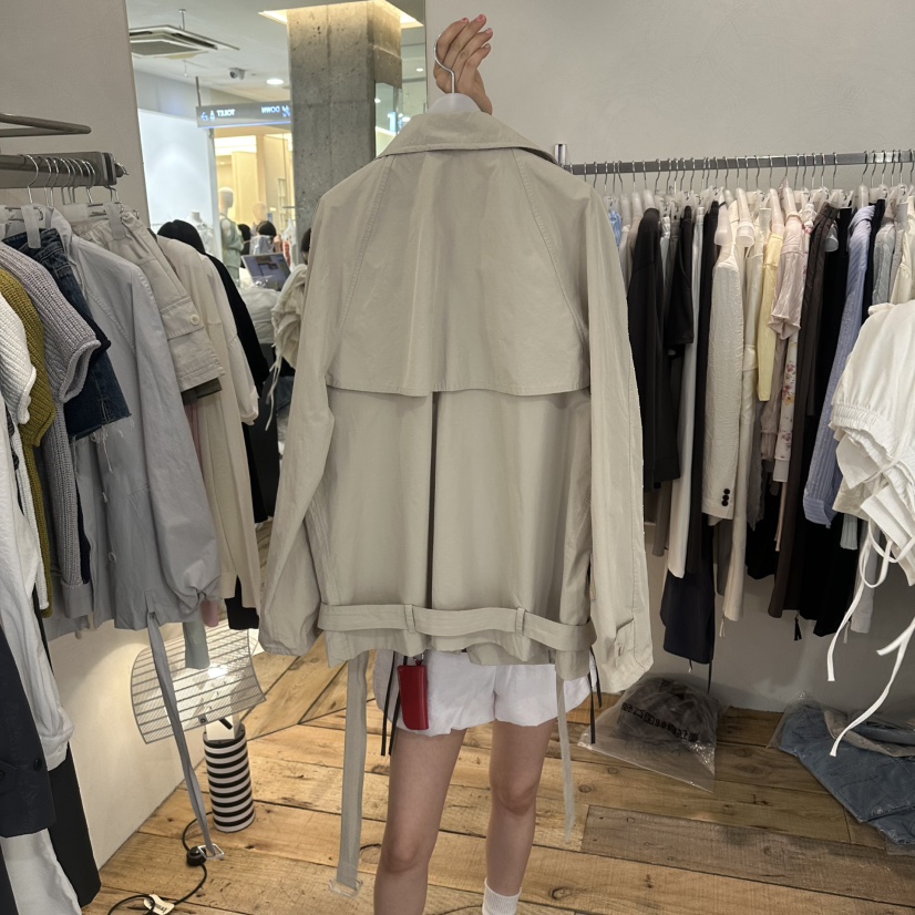 CREAM VILLA韓國直郵實拍女士新品推薦夾克含腰帶涂層CREAMVILLA夾克