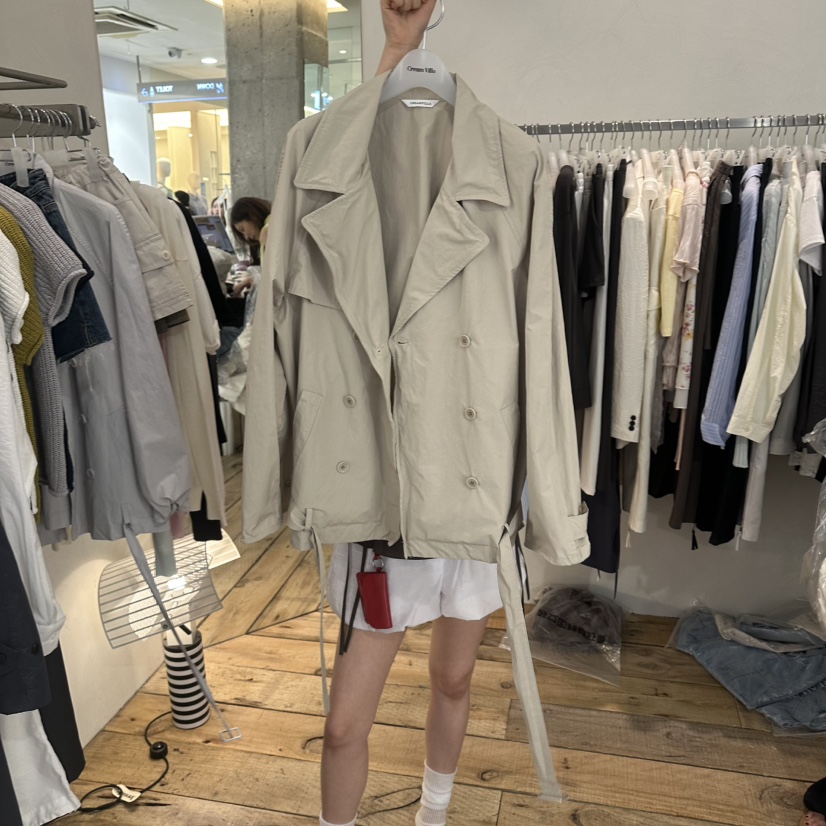 CREAM VILLA韓國直郵實拍女士新品推薦夾克含腰帶涂層CREAMVILLA夾克圖色1